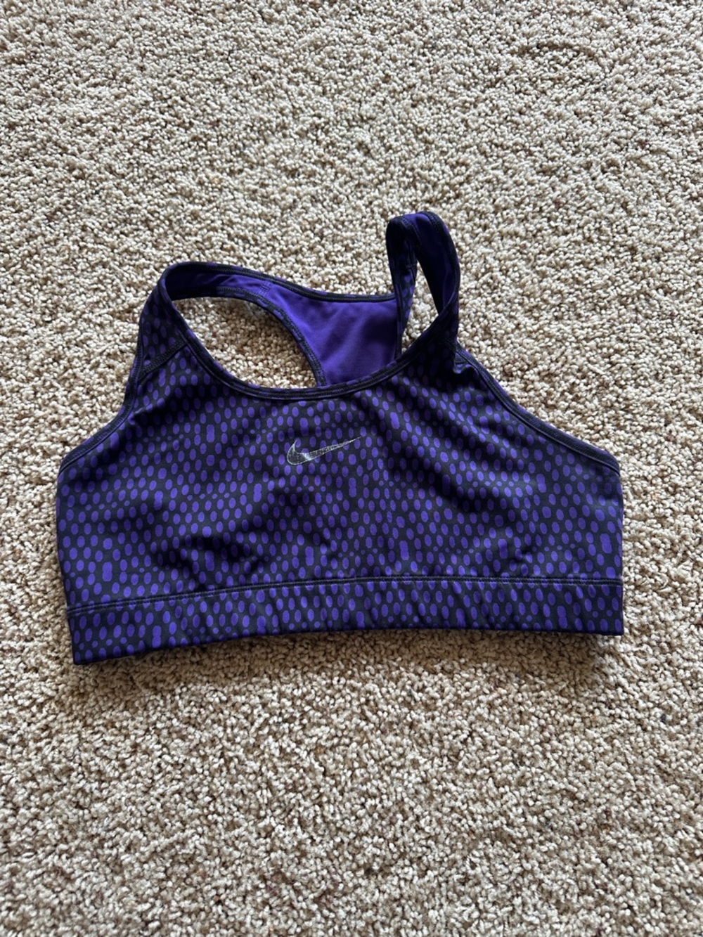 Nike Purple Dot-Pattern Racerback Sports Bra